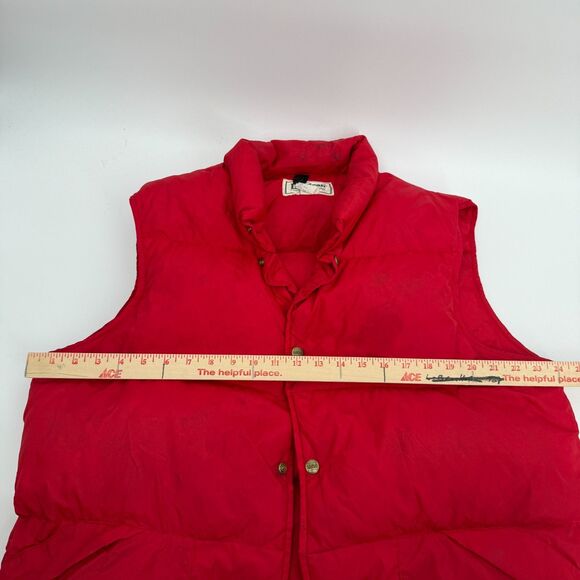 LL Bean Goose Down Quilted Puffer Vest Mens Large Snap Button Red Vintage 80s - Picture 10 of 13